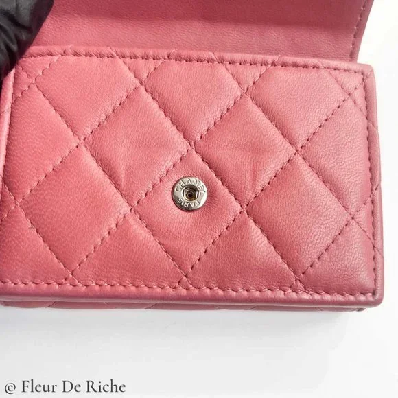 Chanel Classic Trifold Pink Flap Wallet Quilted Lambskin - Picture 6 of 10